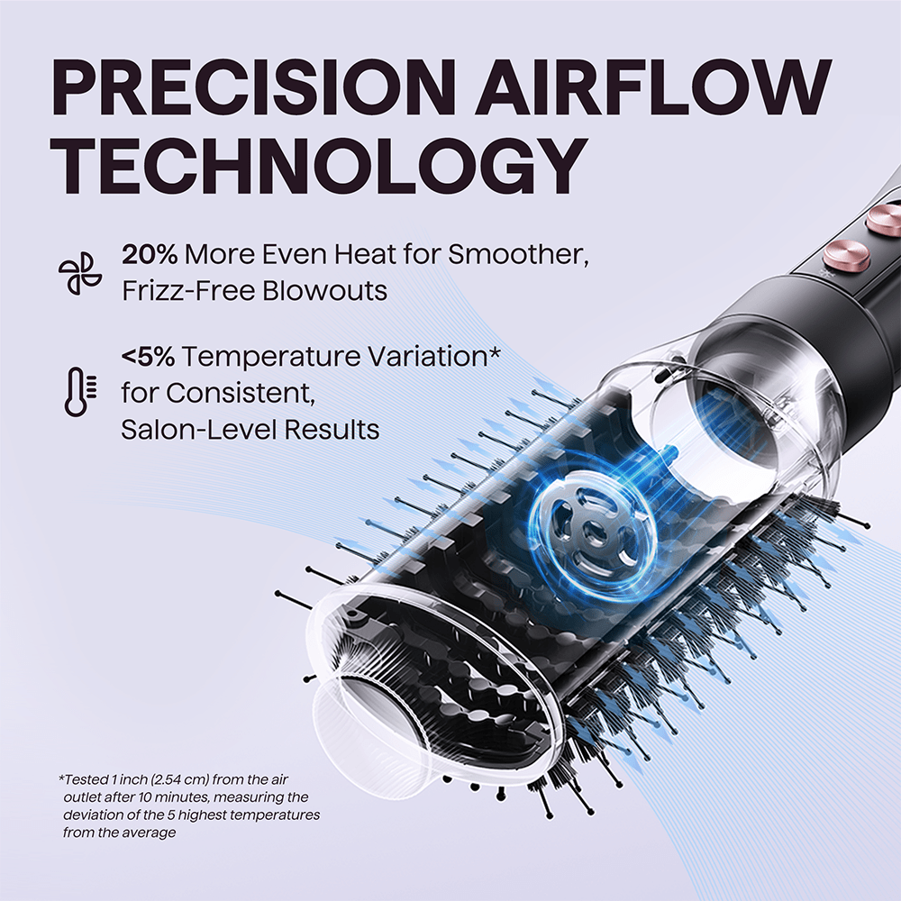 Rose Gold Air Sculpt 5 In 1 with 'Precision Airflow Technology' on a light blue background